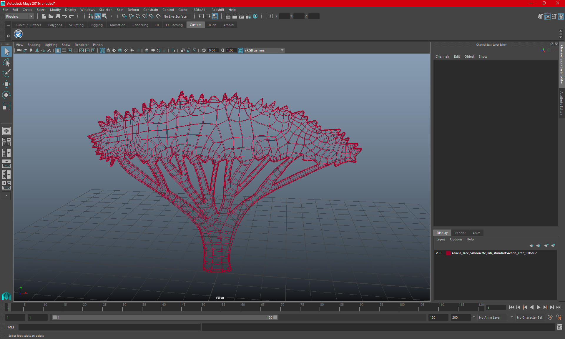 Acacia Tree Silhouette 3D