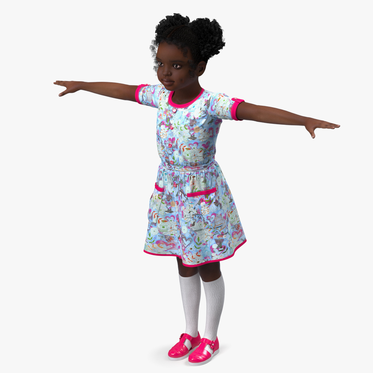 Black Child Girl Rigged for Cinema 4D 3D