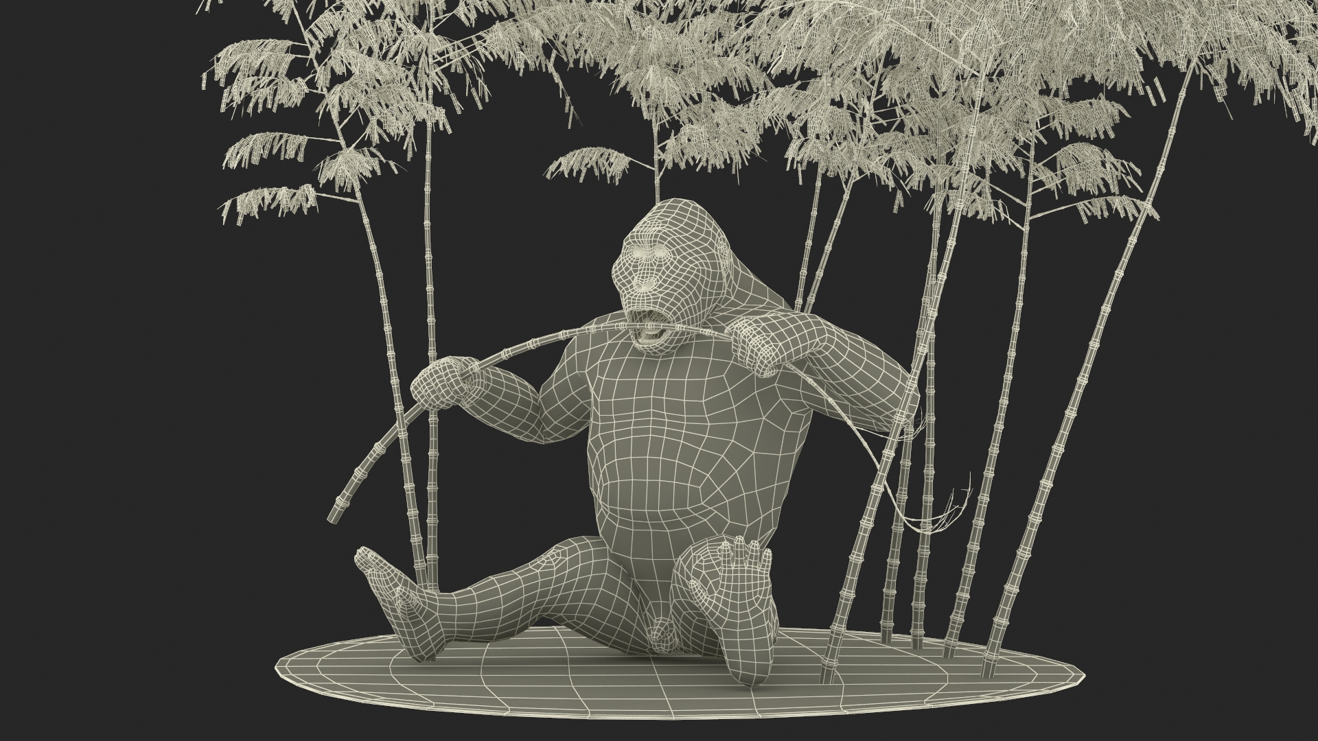 Big Ape Gigantopithecus Eats Bamboo Plants 3D