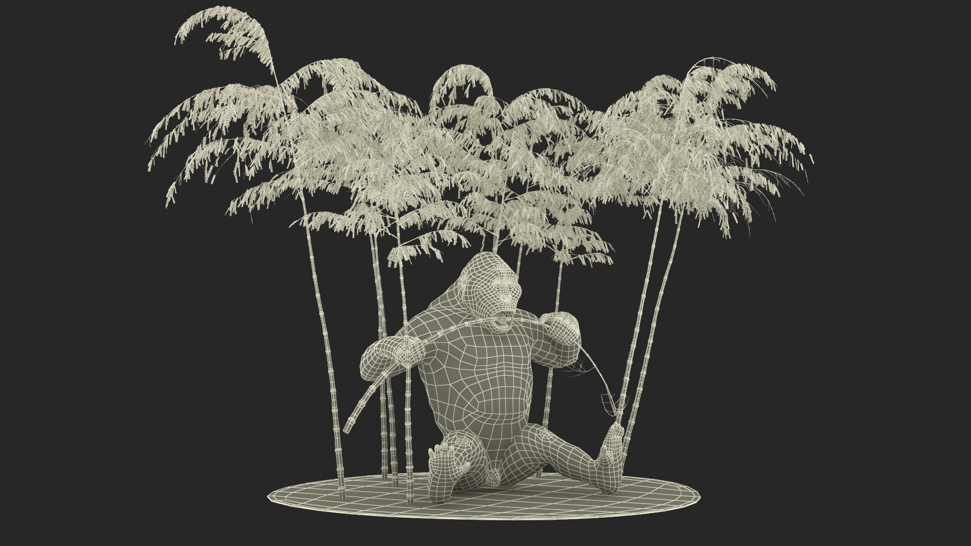 Big Ape Gigantopithecus Eats Bamboo Plants 3D