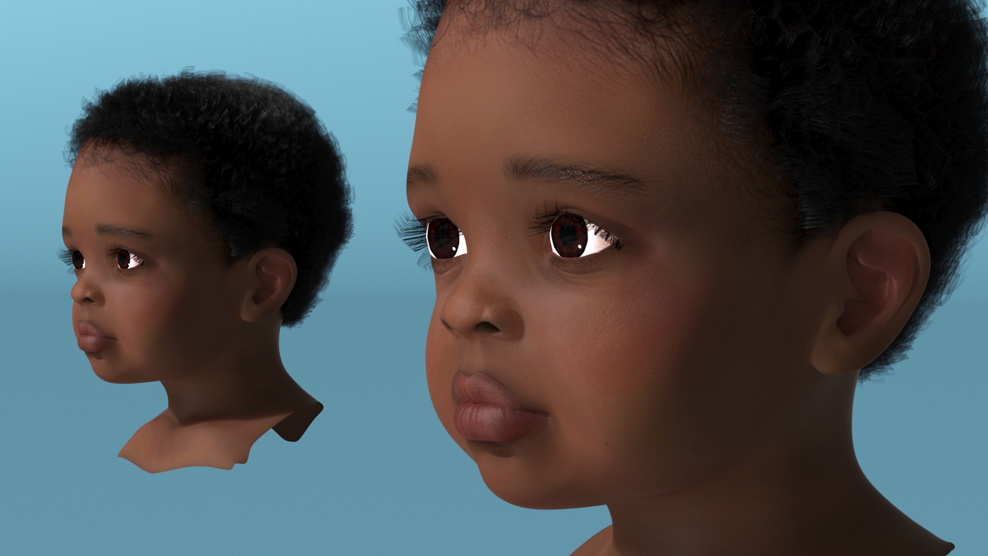 3D model Dark Skinned Toddler Head