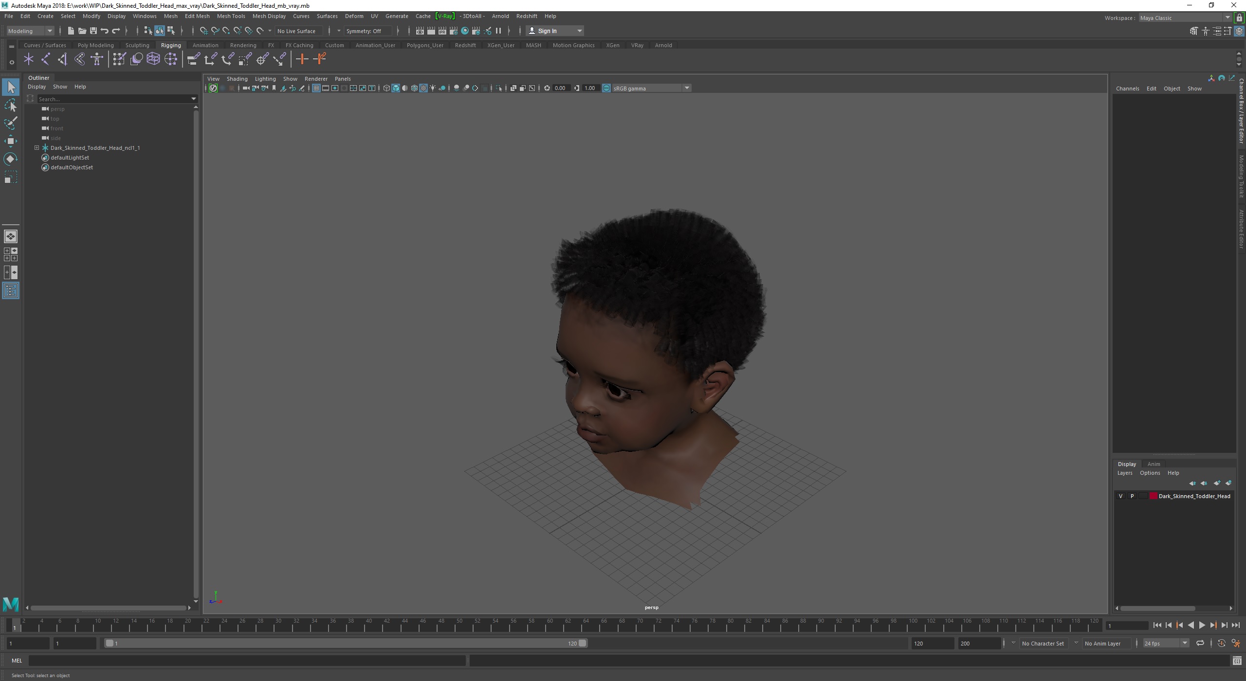 3D model Dark Skinned Toddler Head