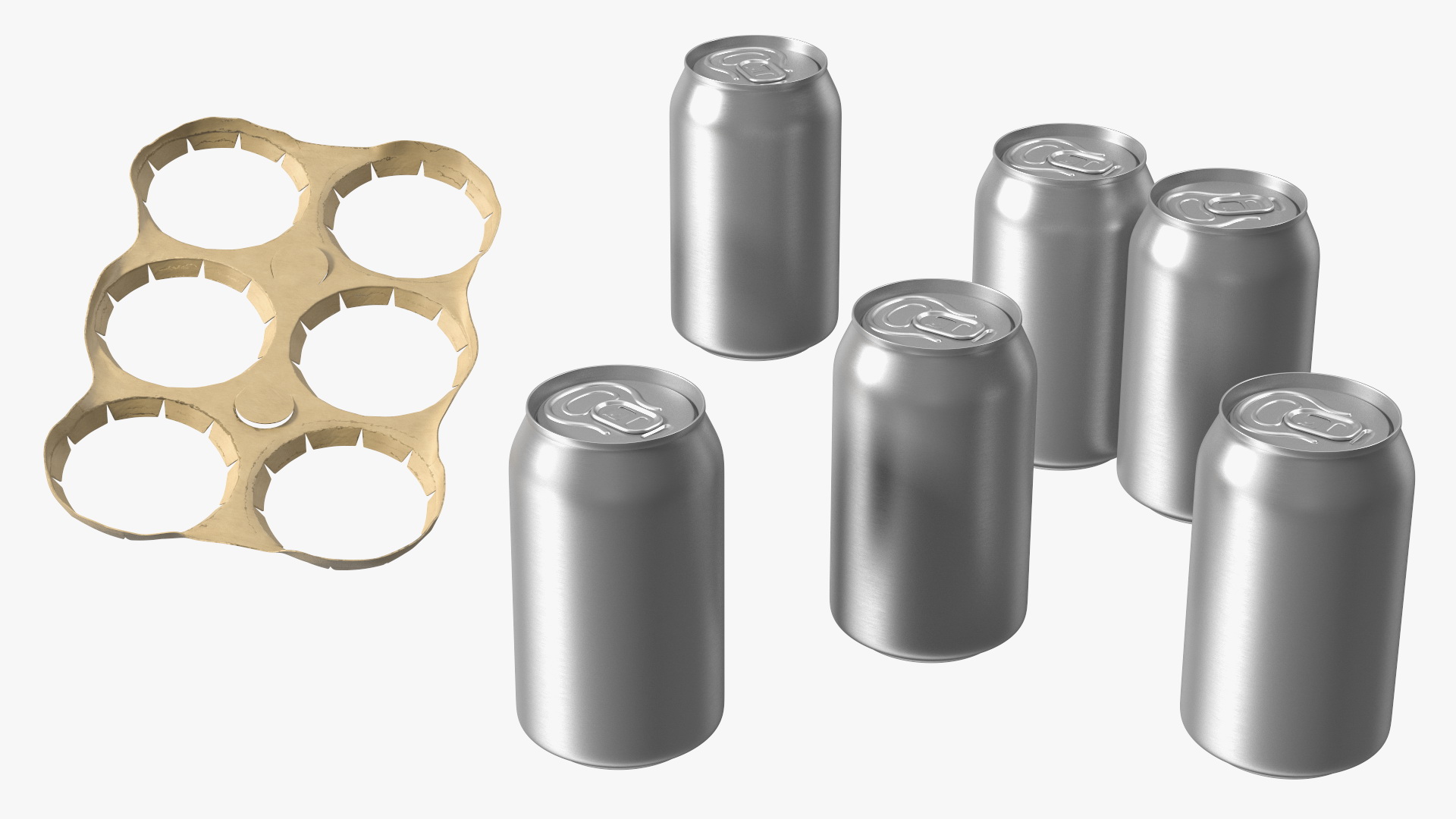 Can Collar Small Can Cardboard Holder 6 Pack 3D model