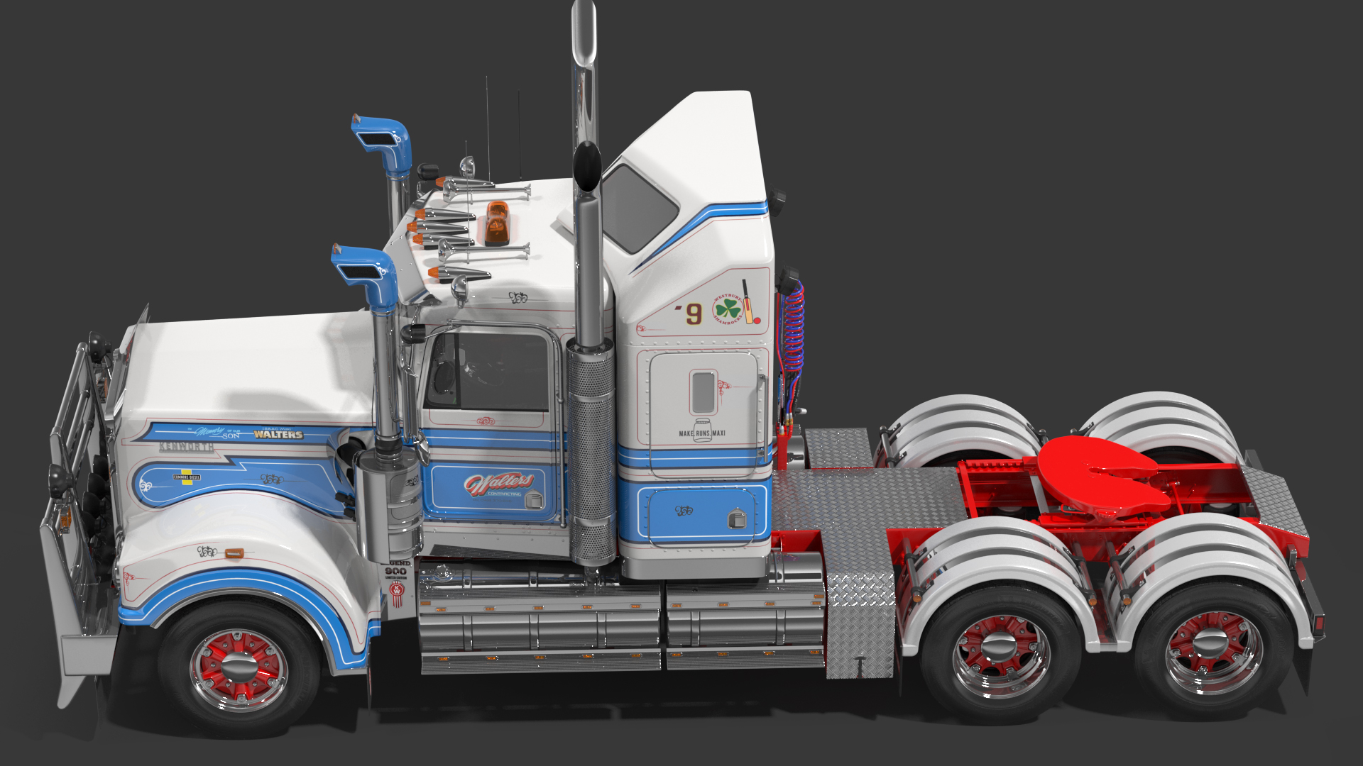 3D Truck Kenworth T900 Legend Rigged model