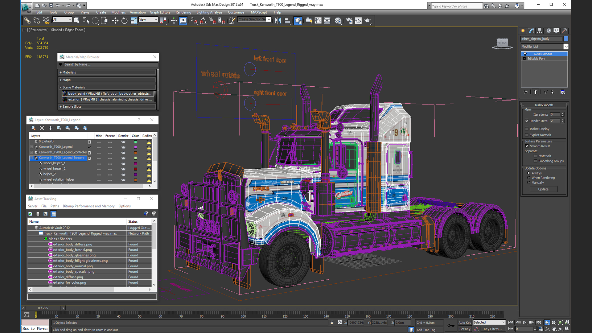 3D Truck Kenworth T900 Legend Rigged model