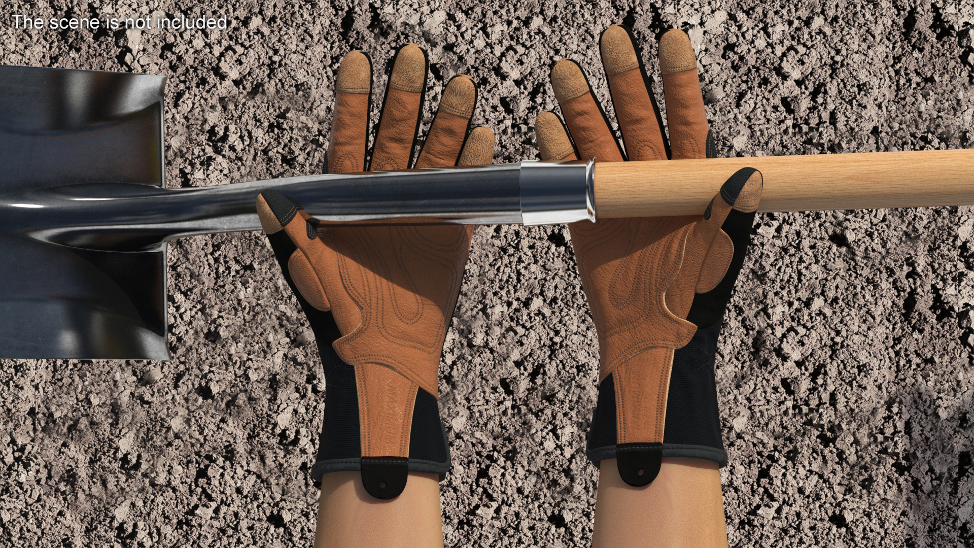 Hands in Safety Leather Neoprene Gloves 3D model