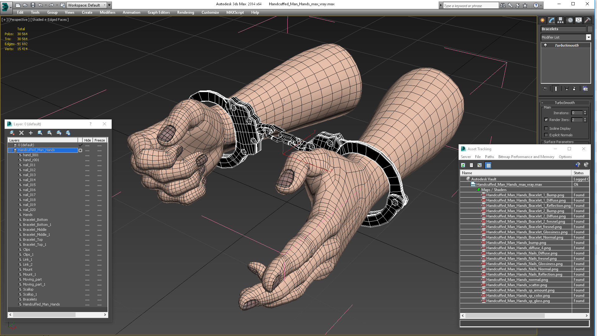 3D model Handcuffed Man Hands