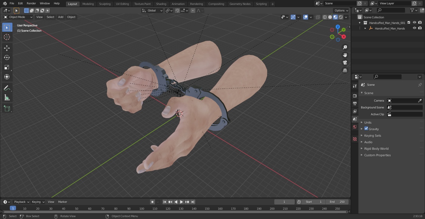 3D model Handcuffed Man Hands