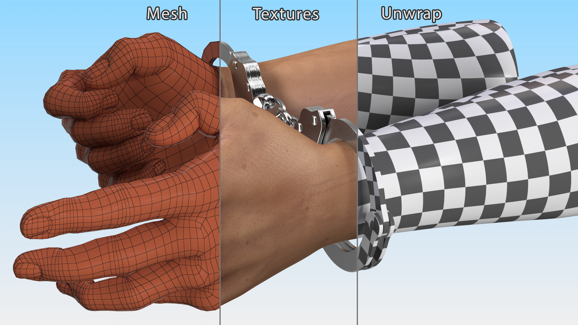 3D model Handcuffed Man Hands