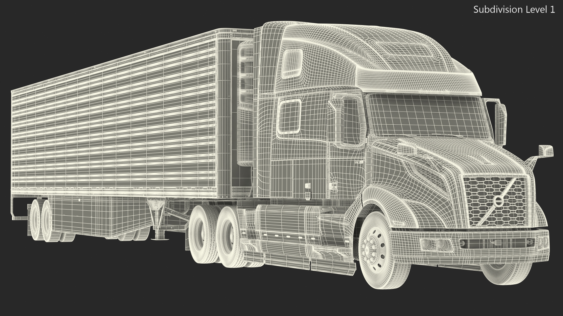 3D Volvo VNL 860 Truck with Vanguard Reefer Trailer model