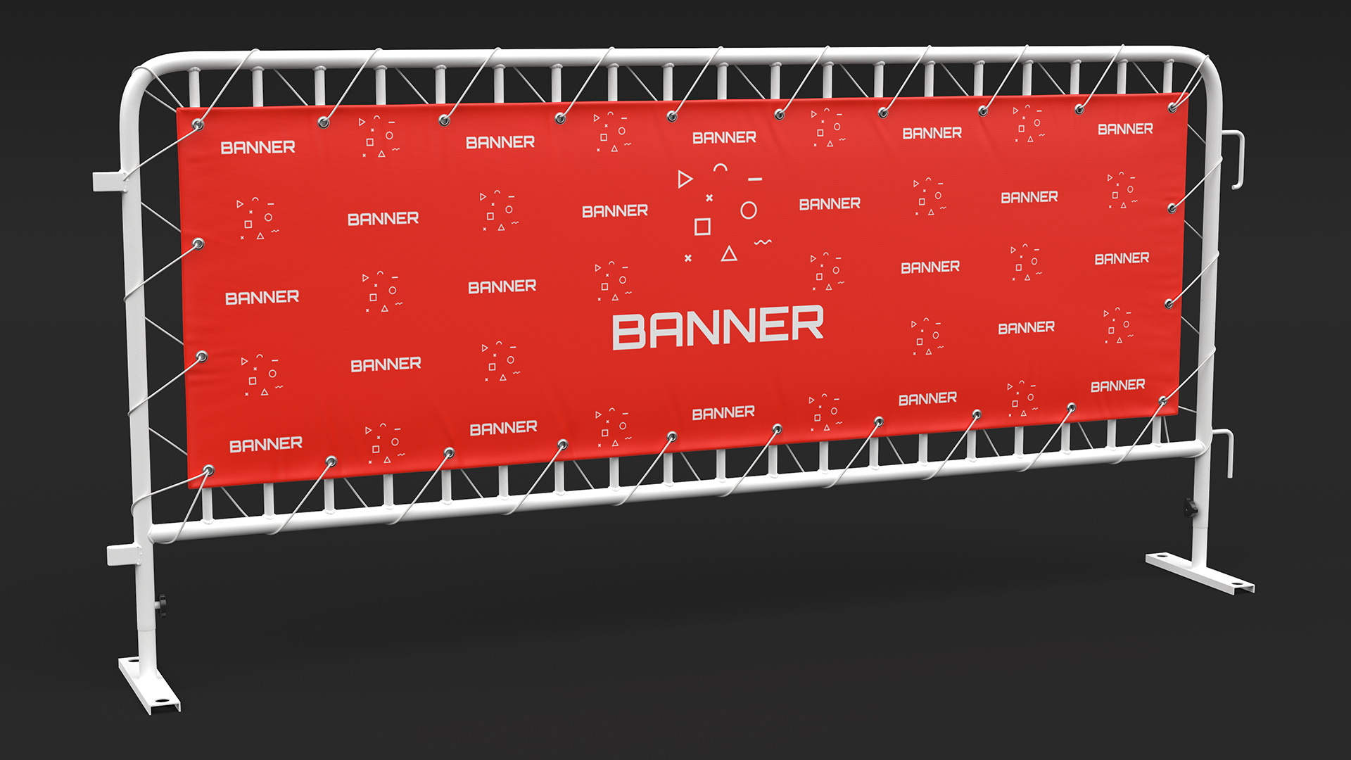 Crowd Control White Barricade Fence Banner 3D