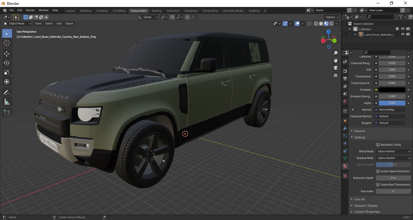 3D Land Rover Defender Country Pack Exterior Only