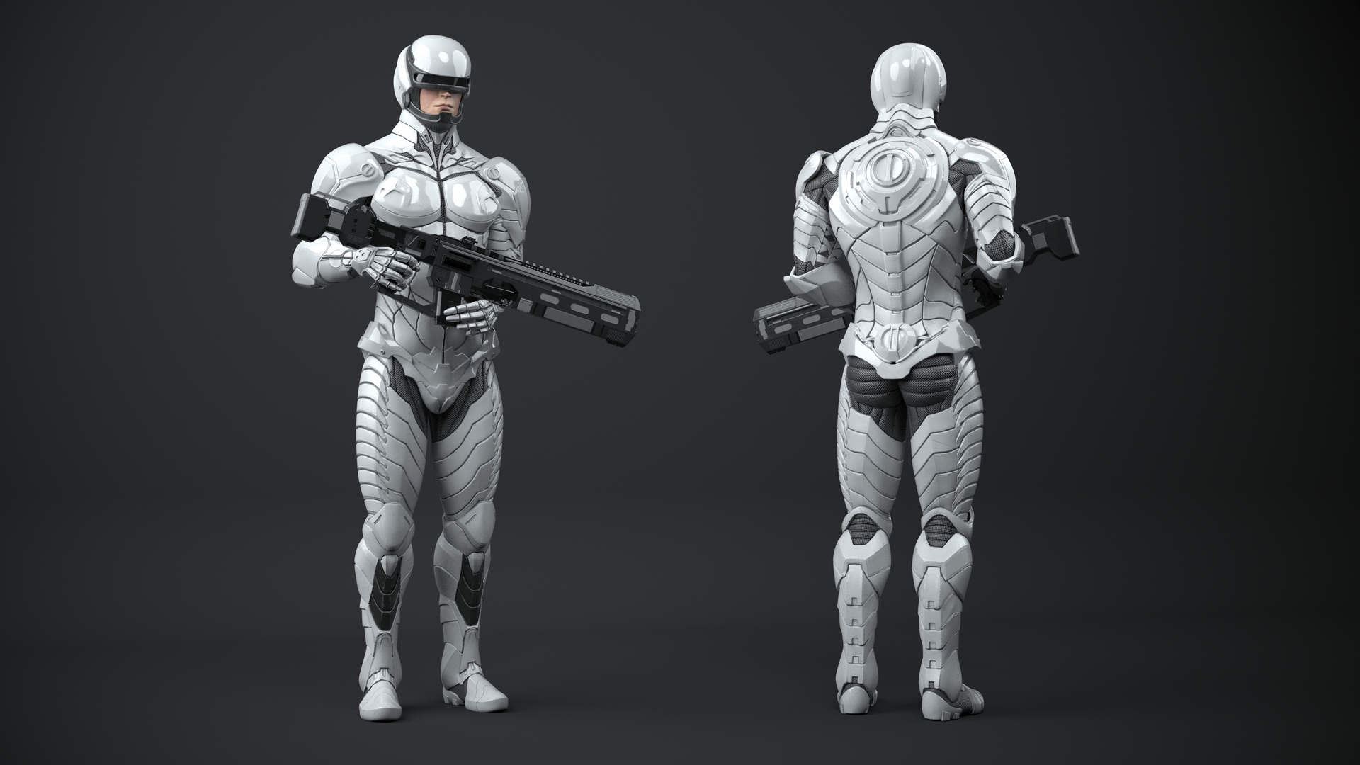 3D Sci Fi Soldier with Assault Rifle model