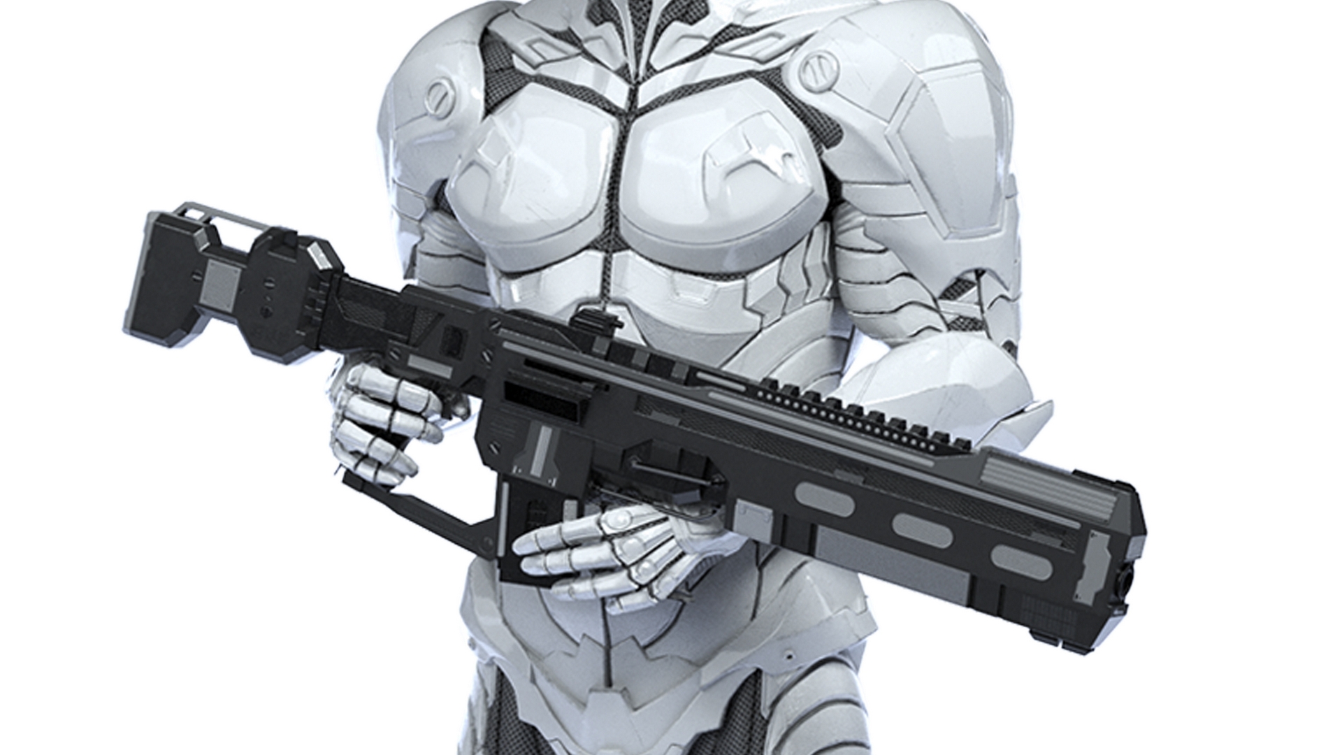 3D Sci Fi Soldier with Assault Rifle model