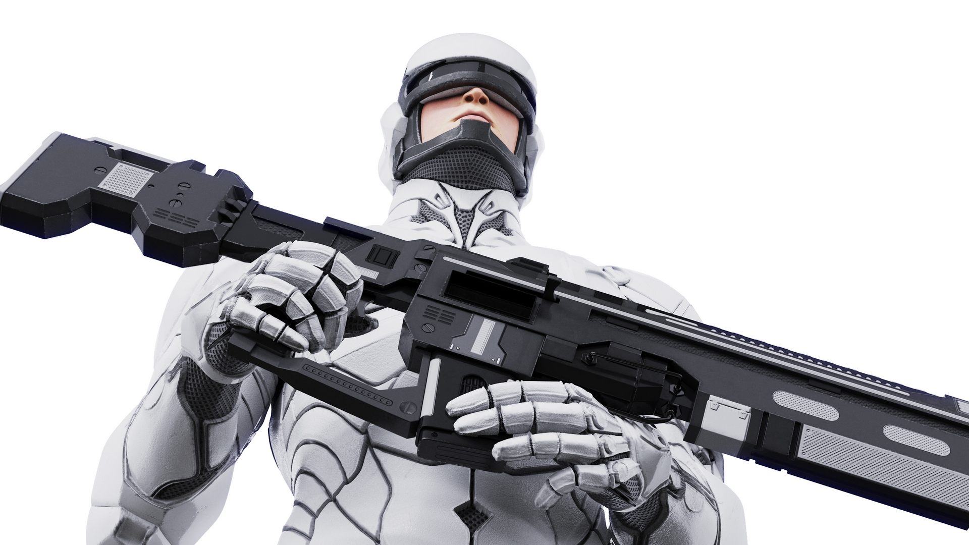 3D Sci Fi Soldier with Assault Rifle model