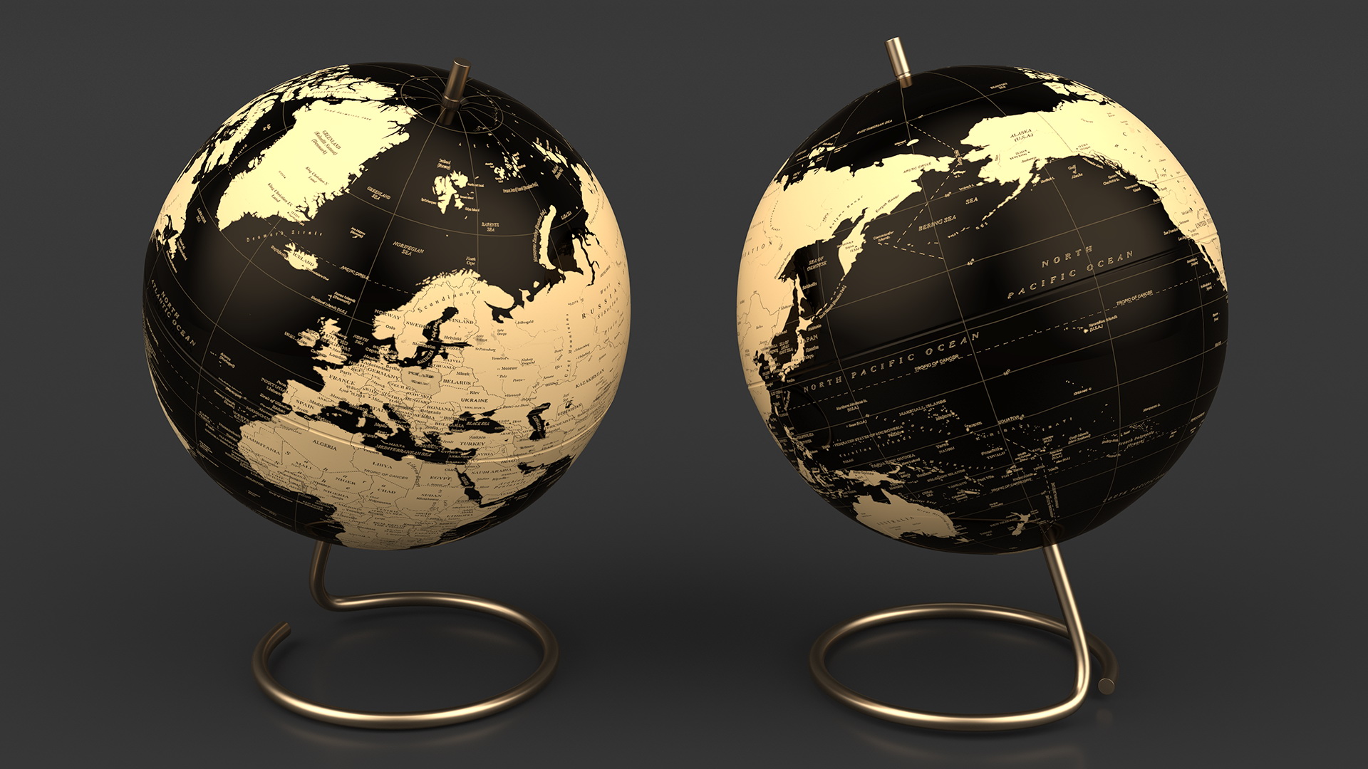 World Globe Metallic Bronze 3D