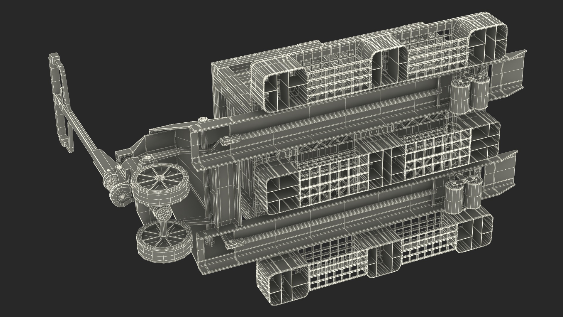 Orange Pallet Jack with Wooden Crates 3D