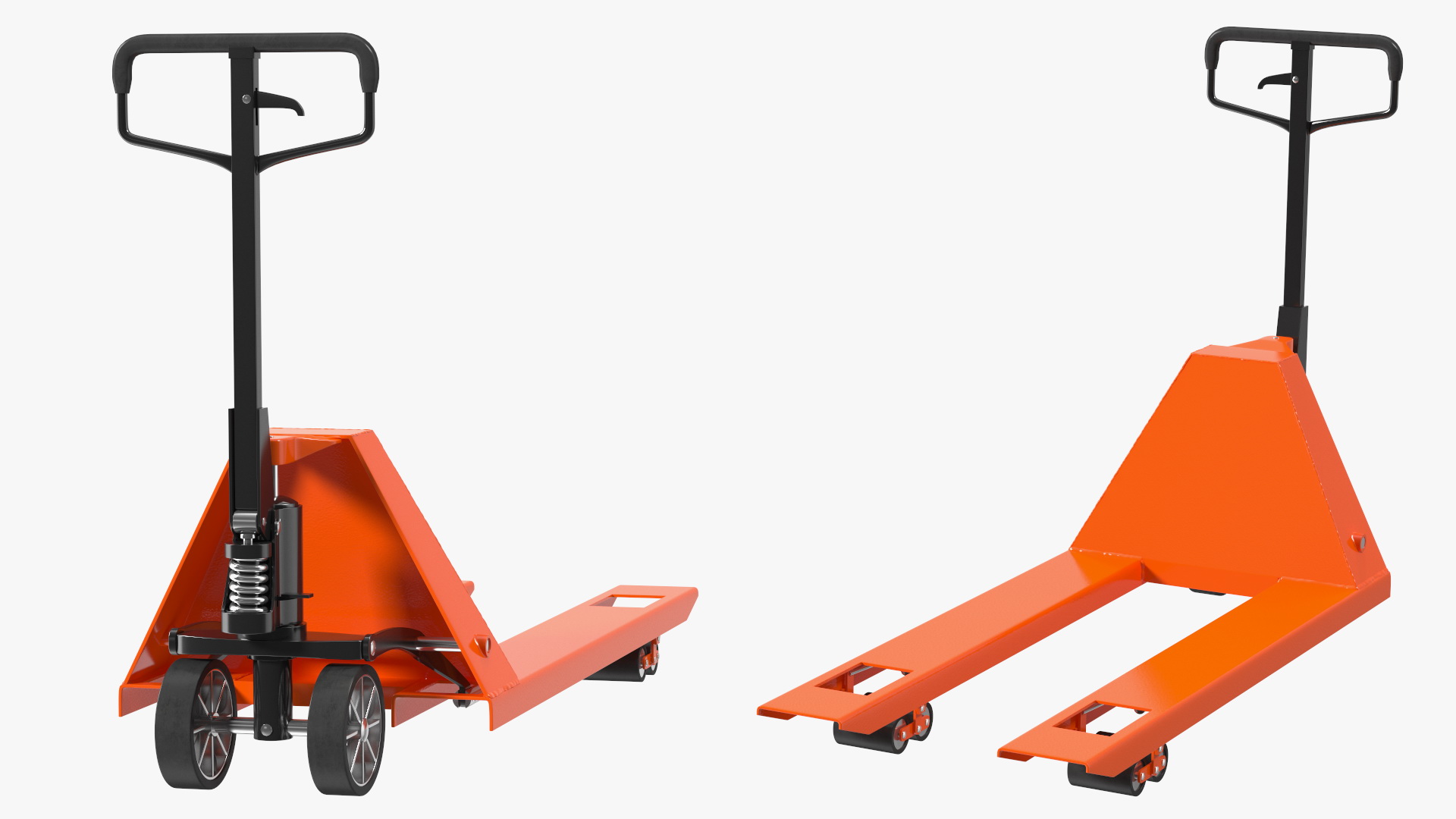 Orange Pallet Jack with Wooden Crates 3D