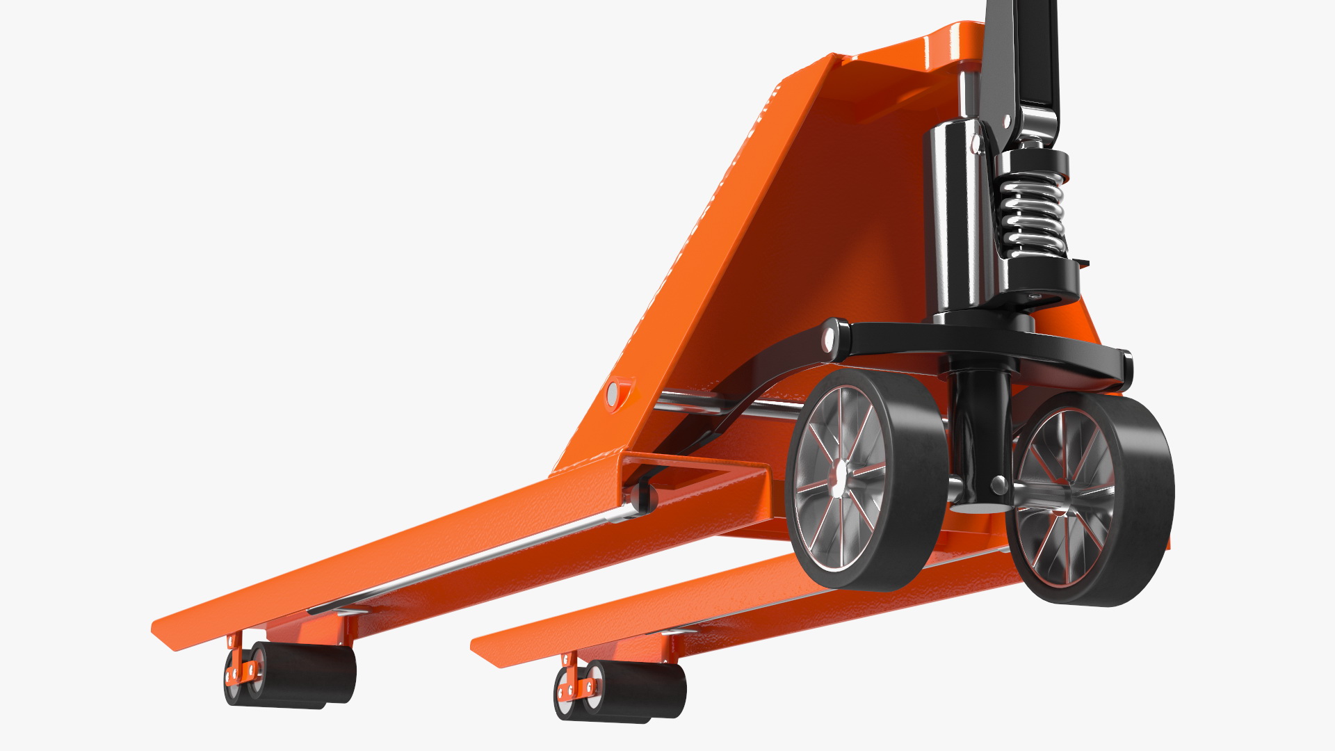 Orange Pallet Jack with Wooden Crates 3D