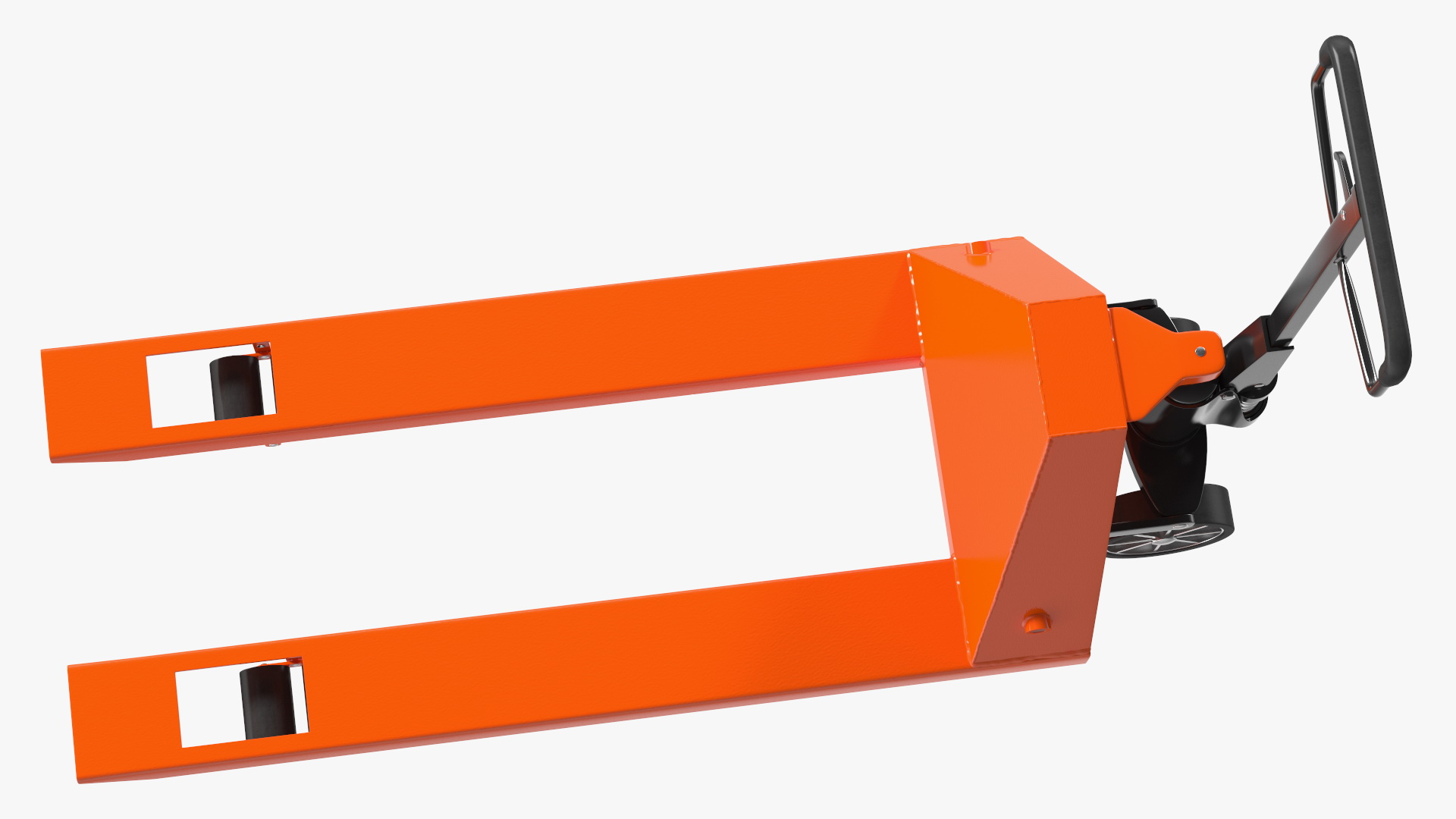 Orange Pallet Jack with Wooden Crates 3D