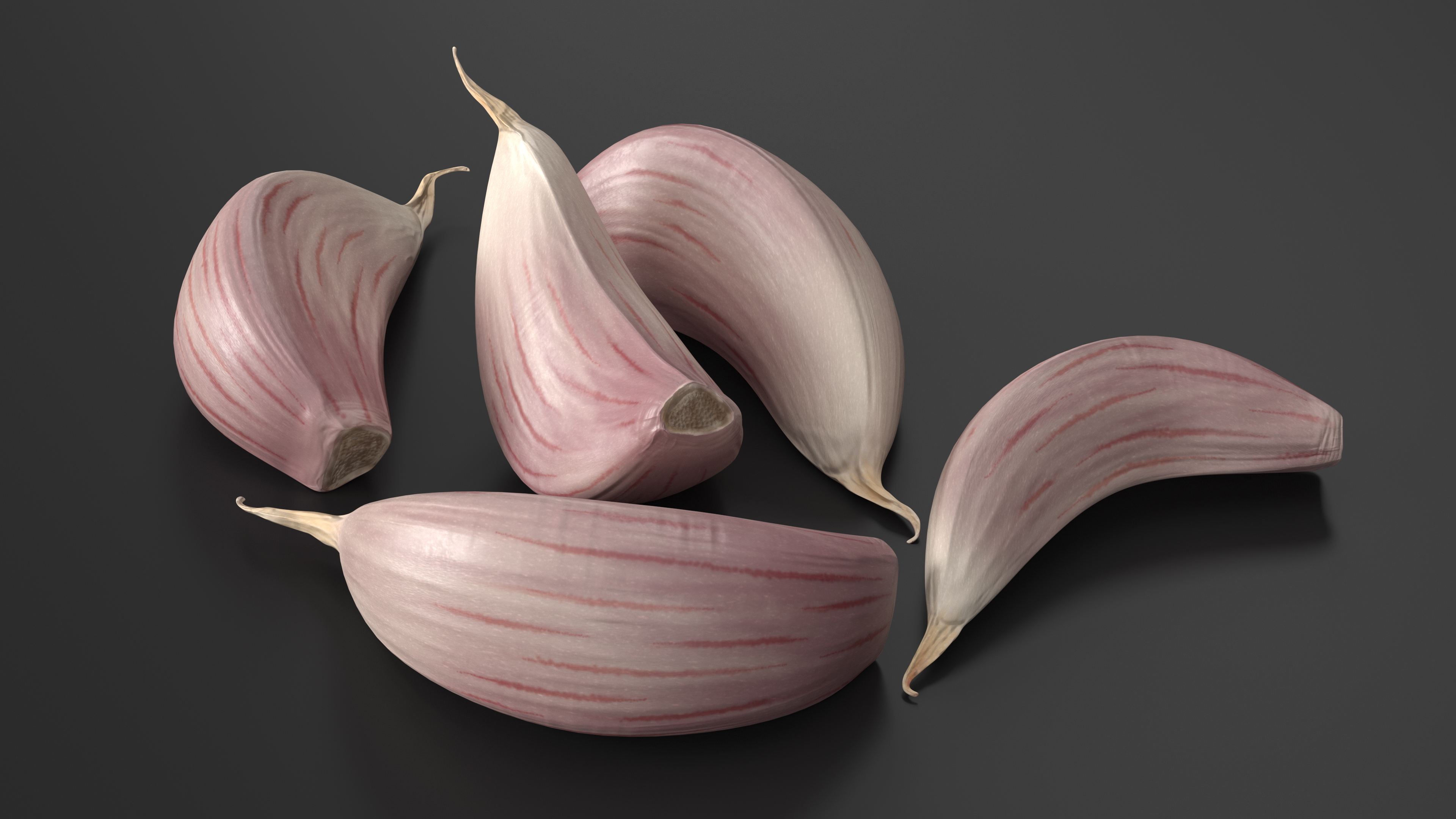 Five Garlic Cloves White 3D model