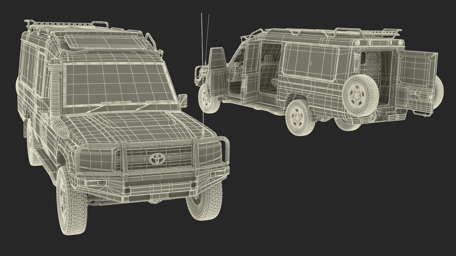 Toyota Land Cruiser Safari Beige Clean Simplified 3D model