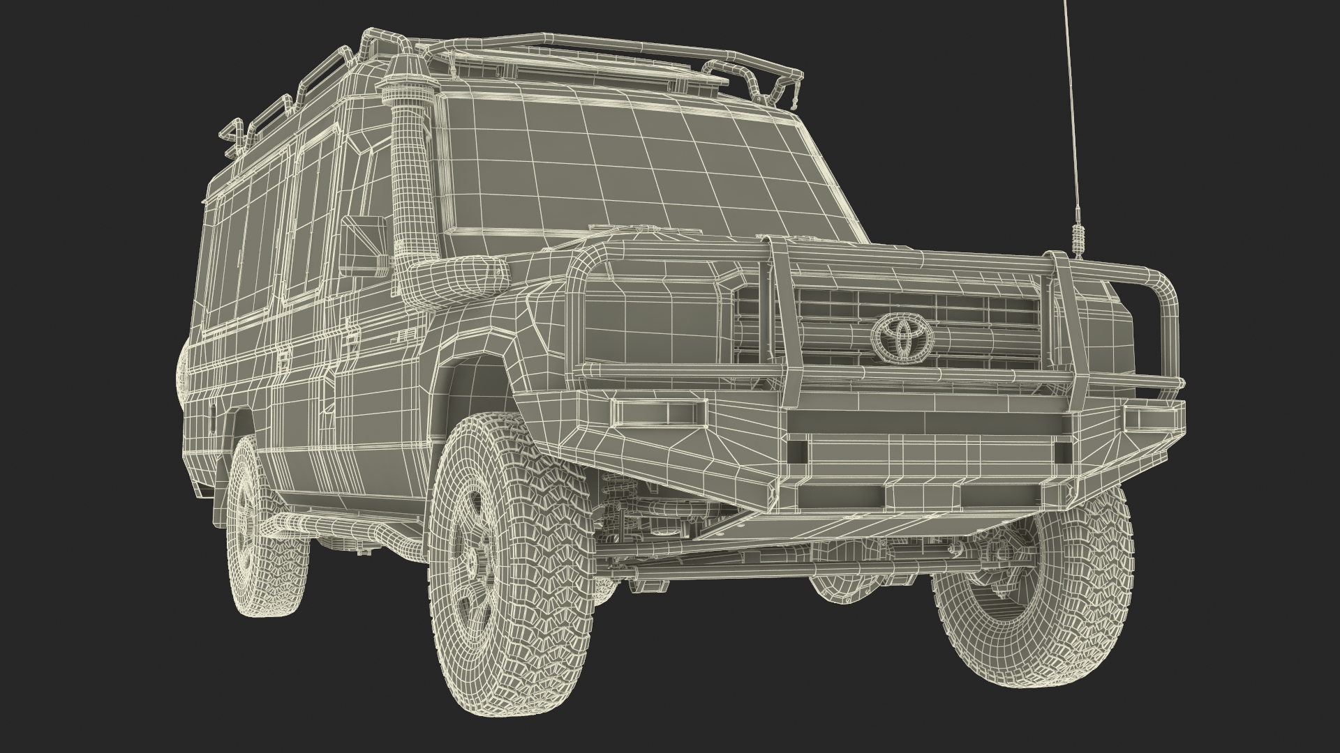 Toyota Land Cruiser Safari Beige Clean Simplified 3D model