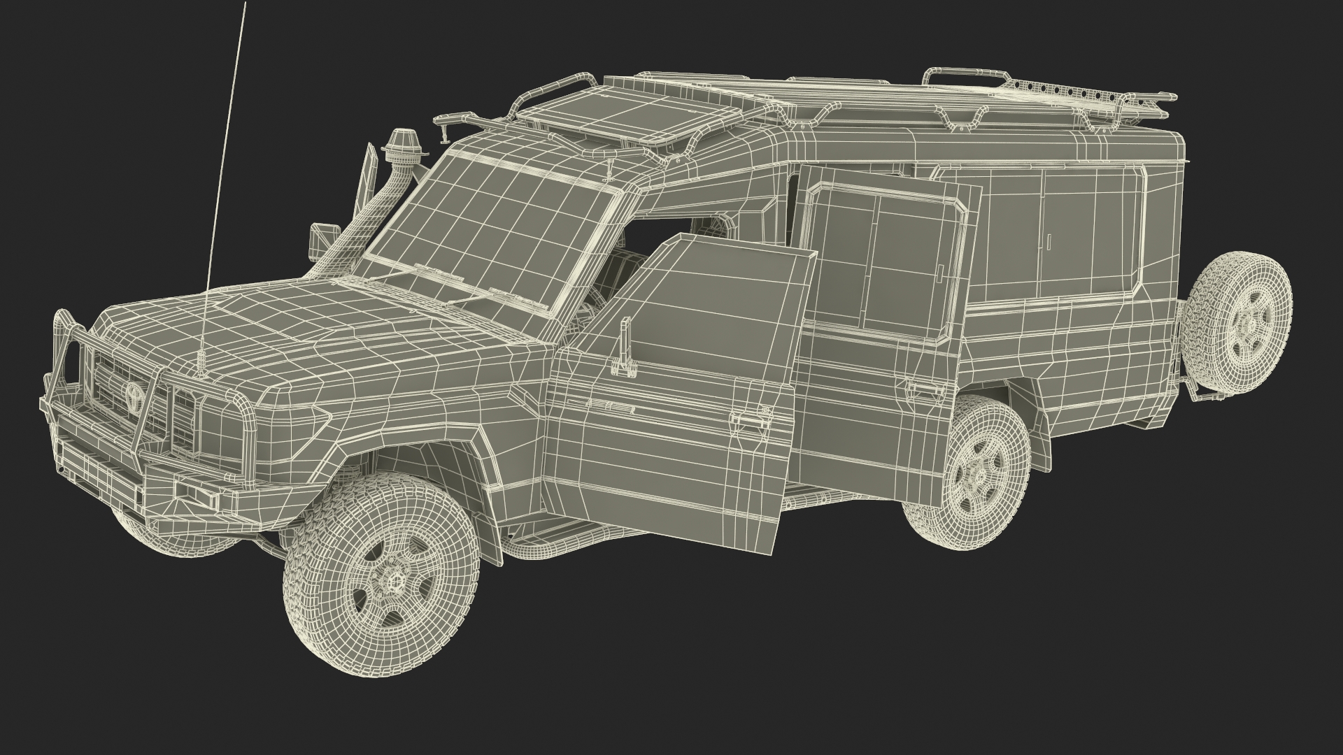 Toyota Land Cruiser Safari Beige Clean Simplified 3D model