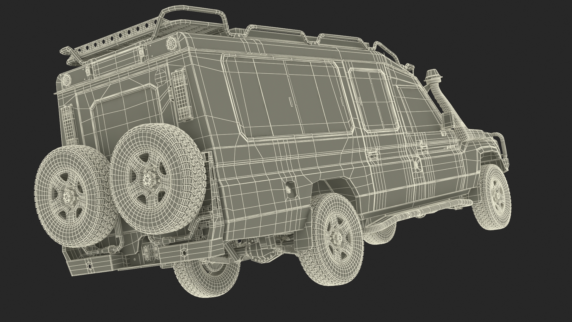 Toyota Land Cruiser Safari Beige Clean Simplified 3D model