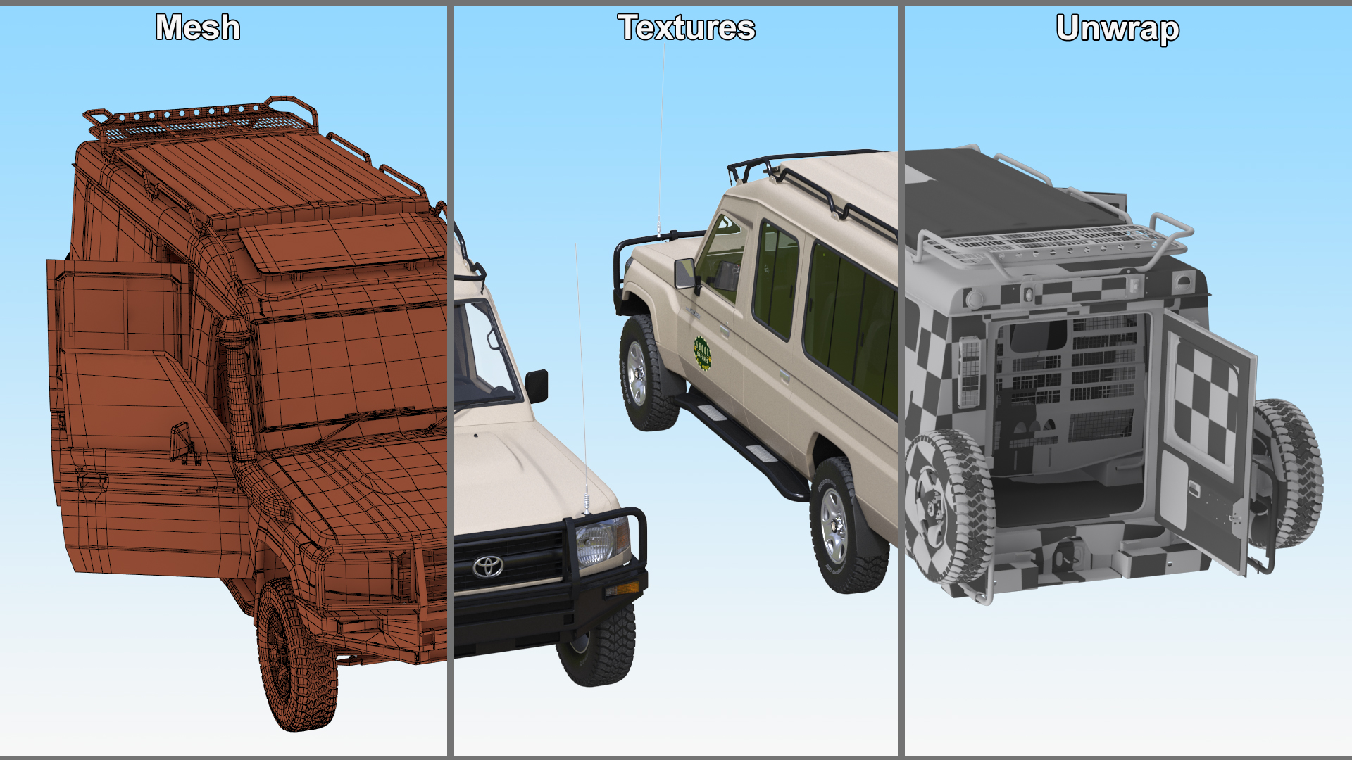 Toyota Land Cruiser Safari Beige Clean Simplified 3D model