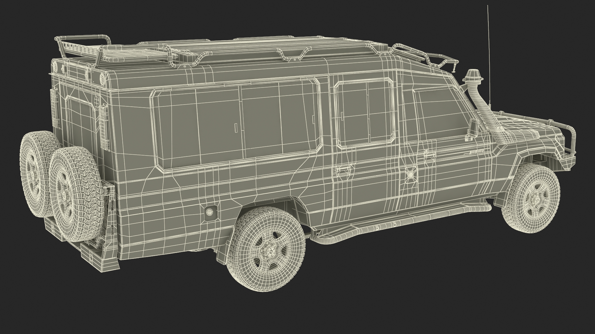 Toyota Land Cruiser Safari Beige Clean Simplified 3D model