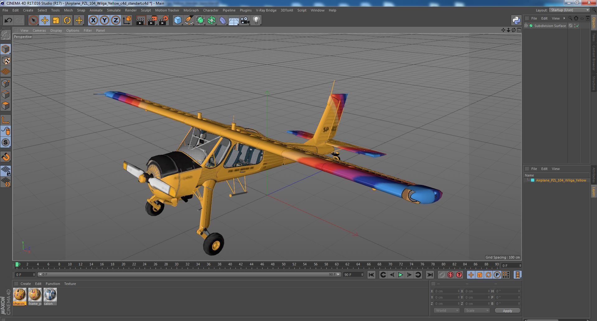 Airplane PZL 104 Wilga Yellow 3D model