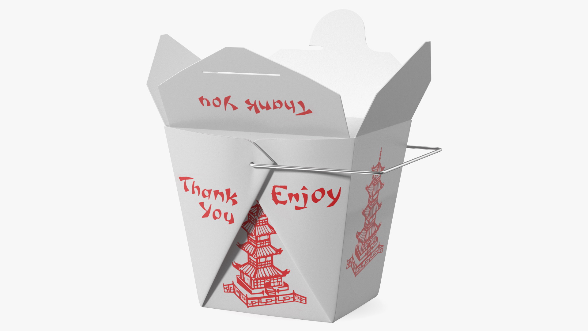 3D Chinese Restaurant Opened Takeout Box 32 Oz model