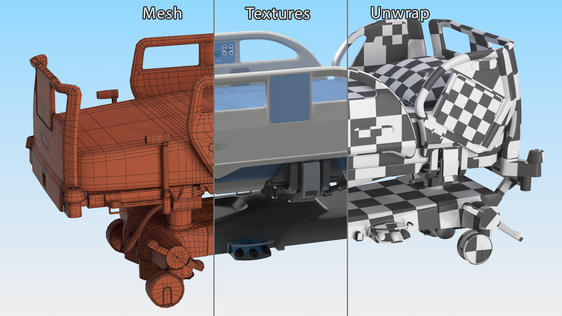 Intensive Care Bed Rigged for Maya 3D model