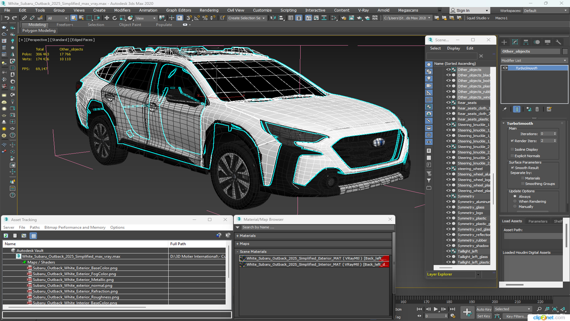 3D White Subaru Outback 2025 Simplified