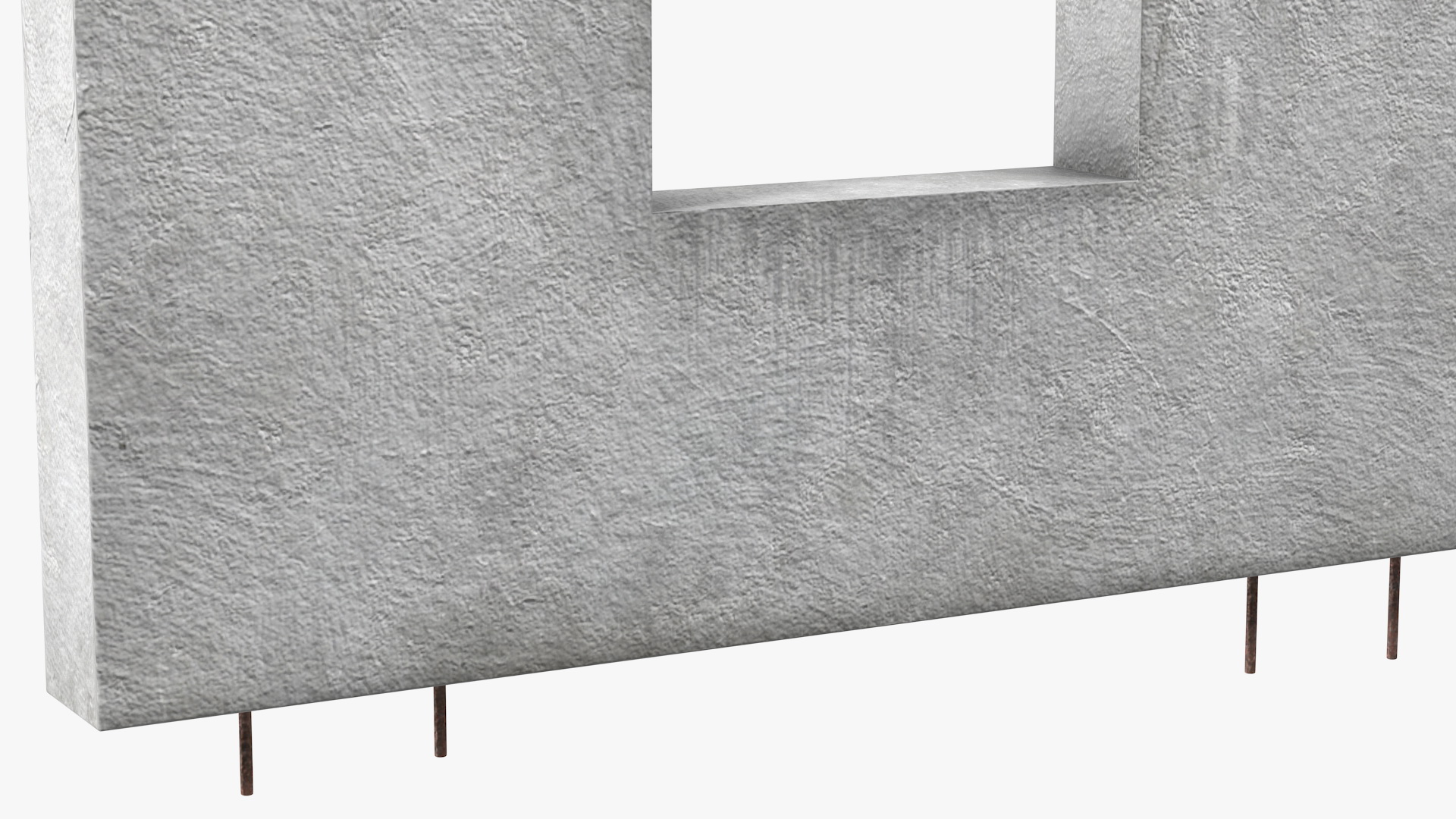 Concrete Panel with Windows Long 3D