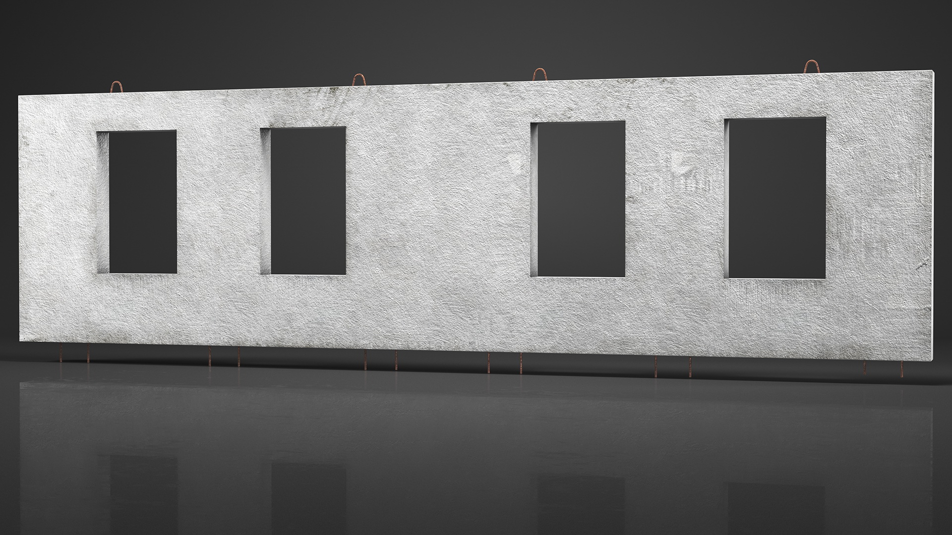 Concrete Panel with Windows Long 3D