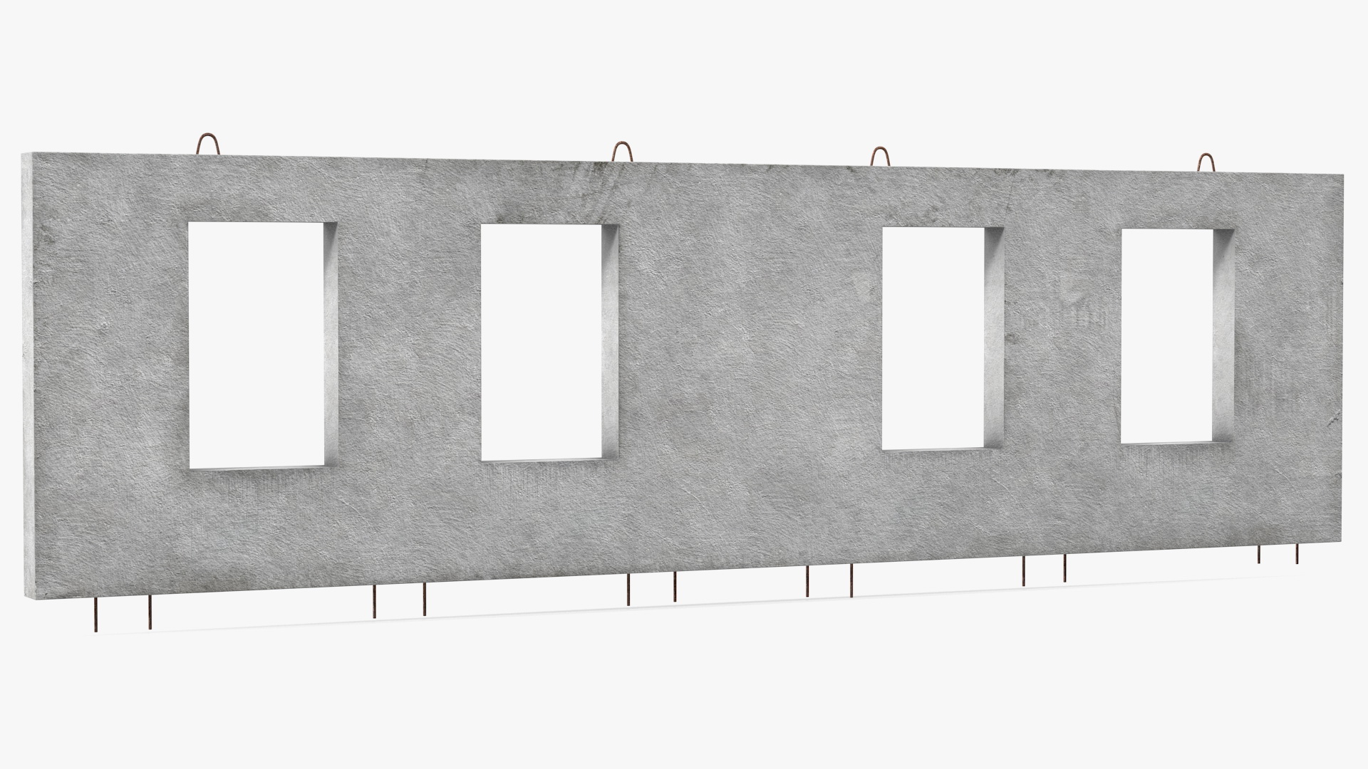 Concrete Panel with Windows Long 3D