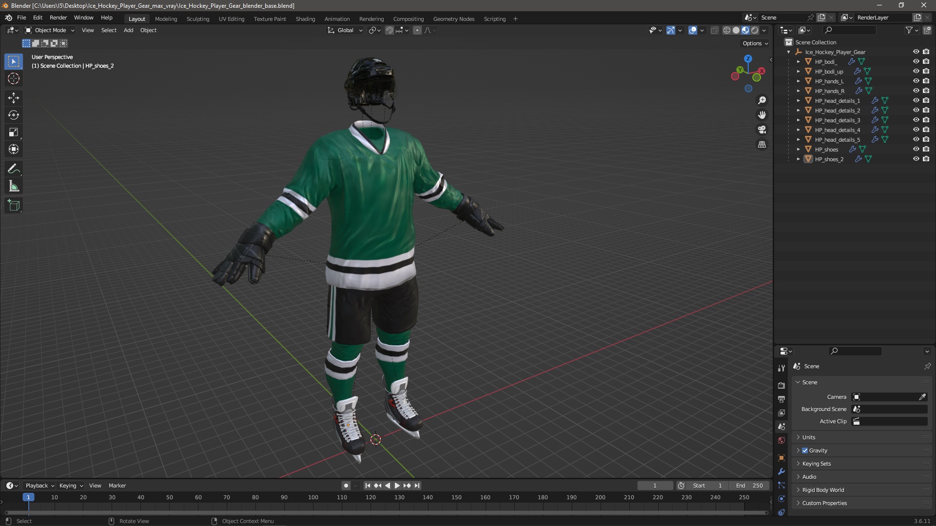 Ice Hockey Player Gear 3D