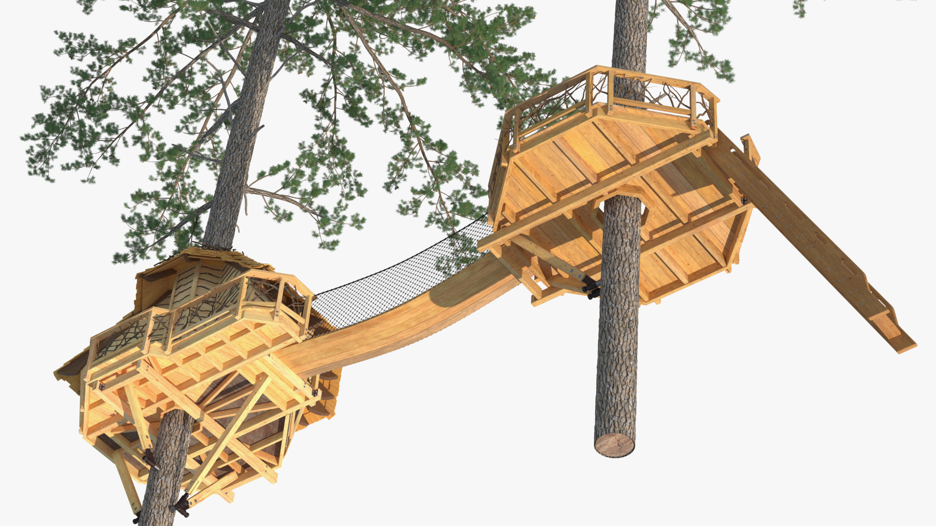 Large Tree House with Pines 3D