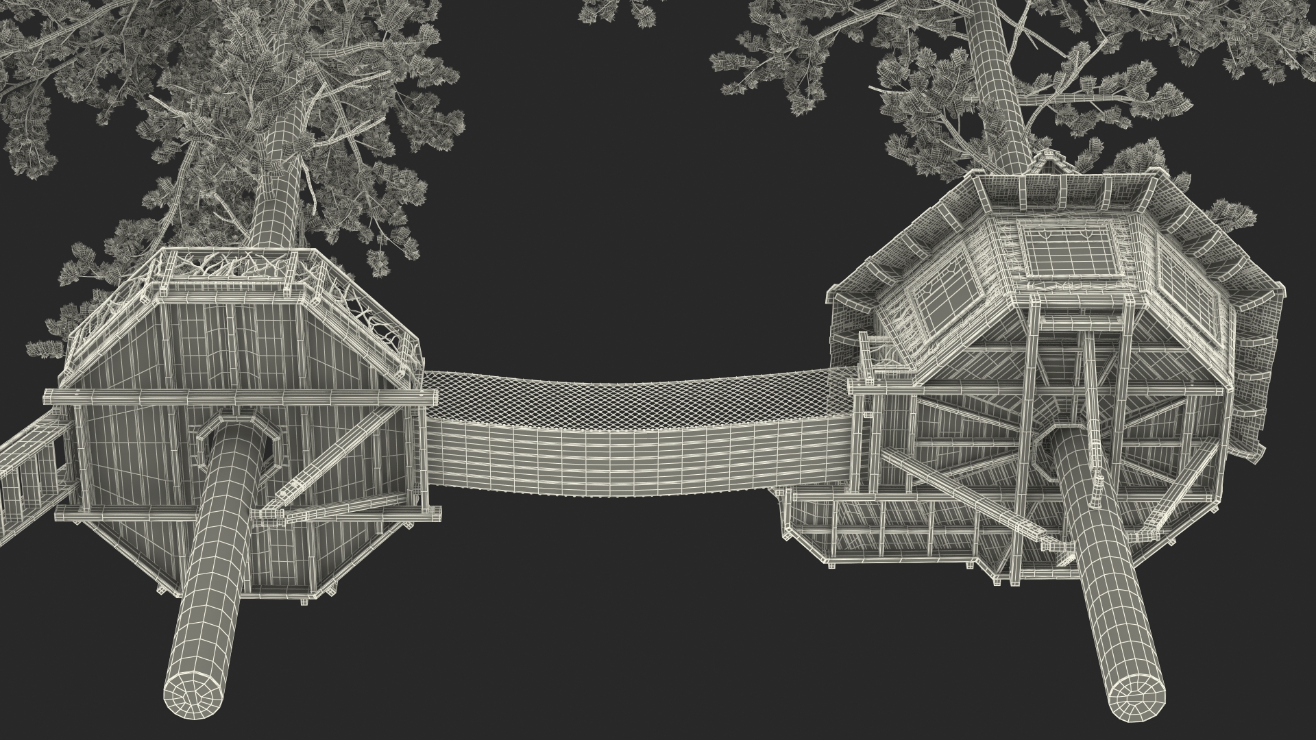 Large Tree House with Pines 3D