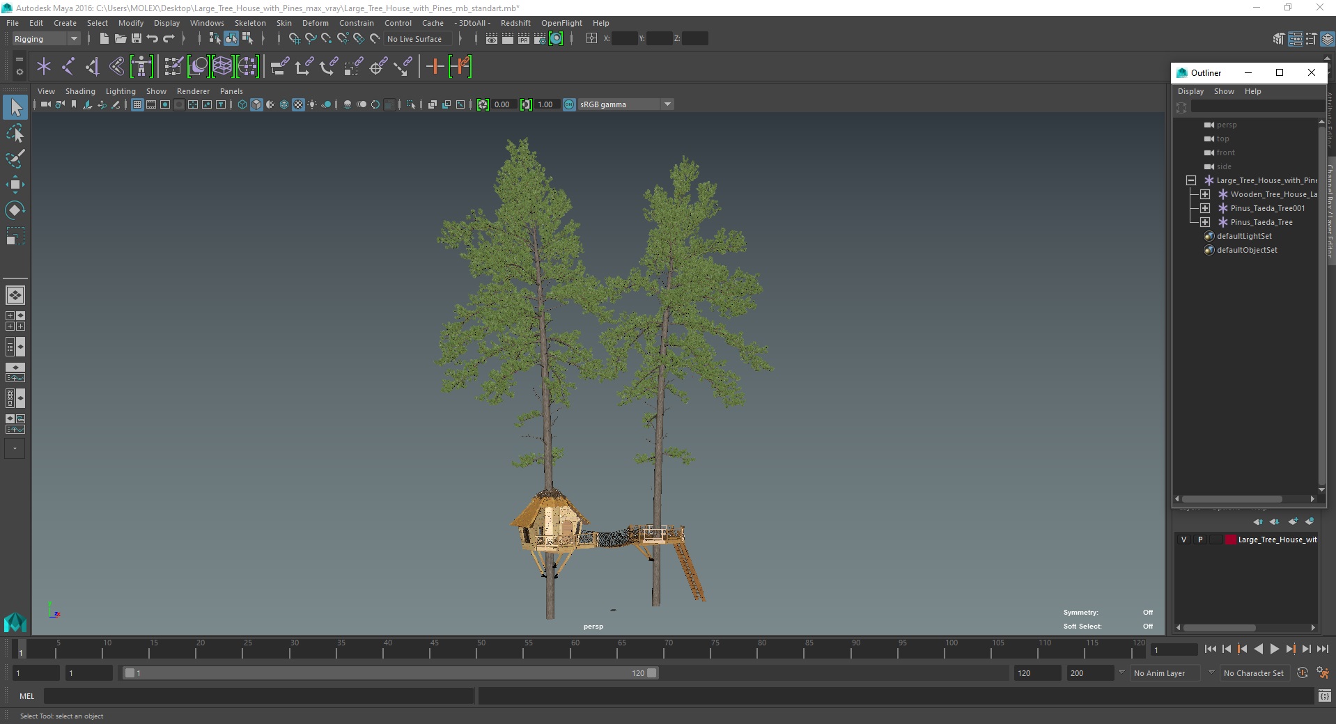 Large Tree House with Pines 3D