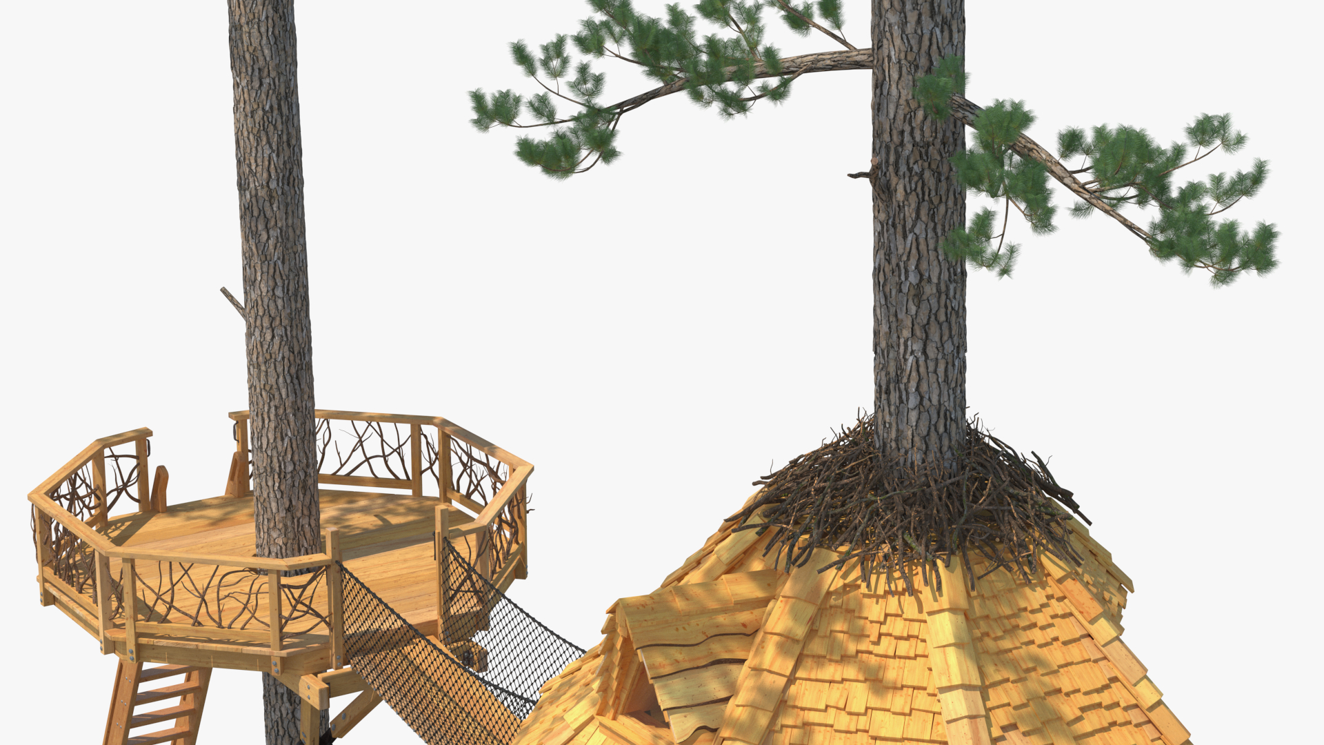 Large Tree House with Pines 3D