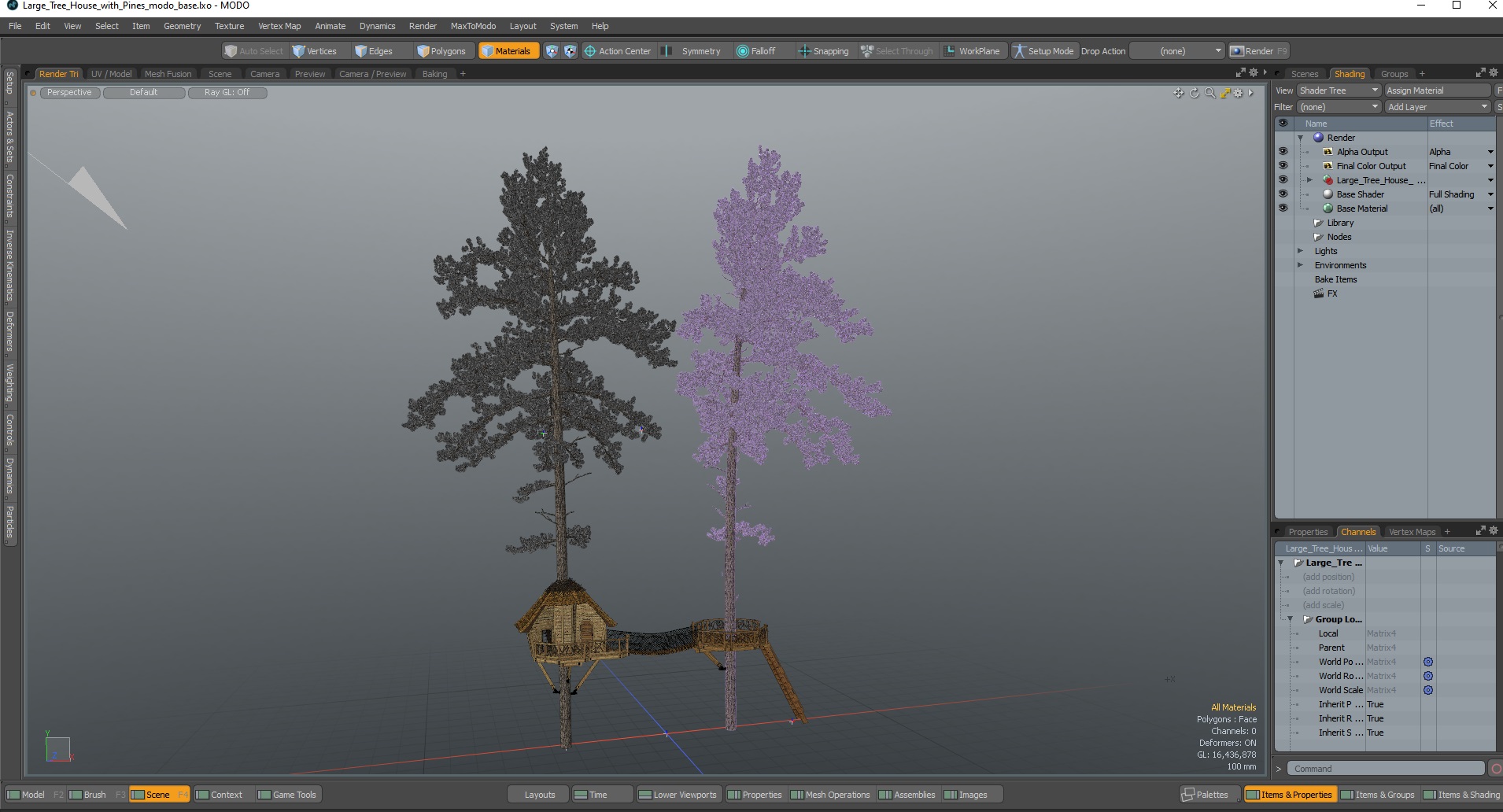 Large Tree House with Pines 3D