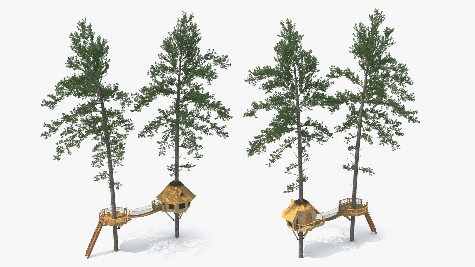 Large Tree House with Pines 3D