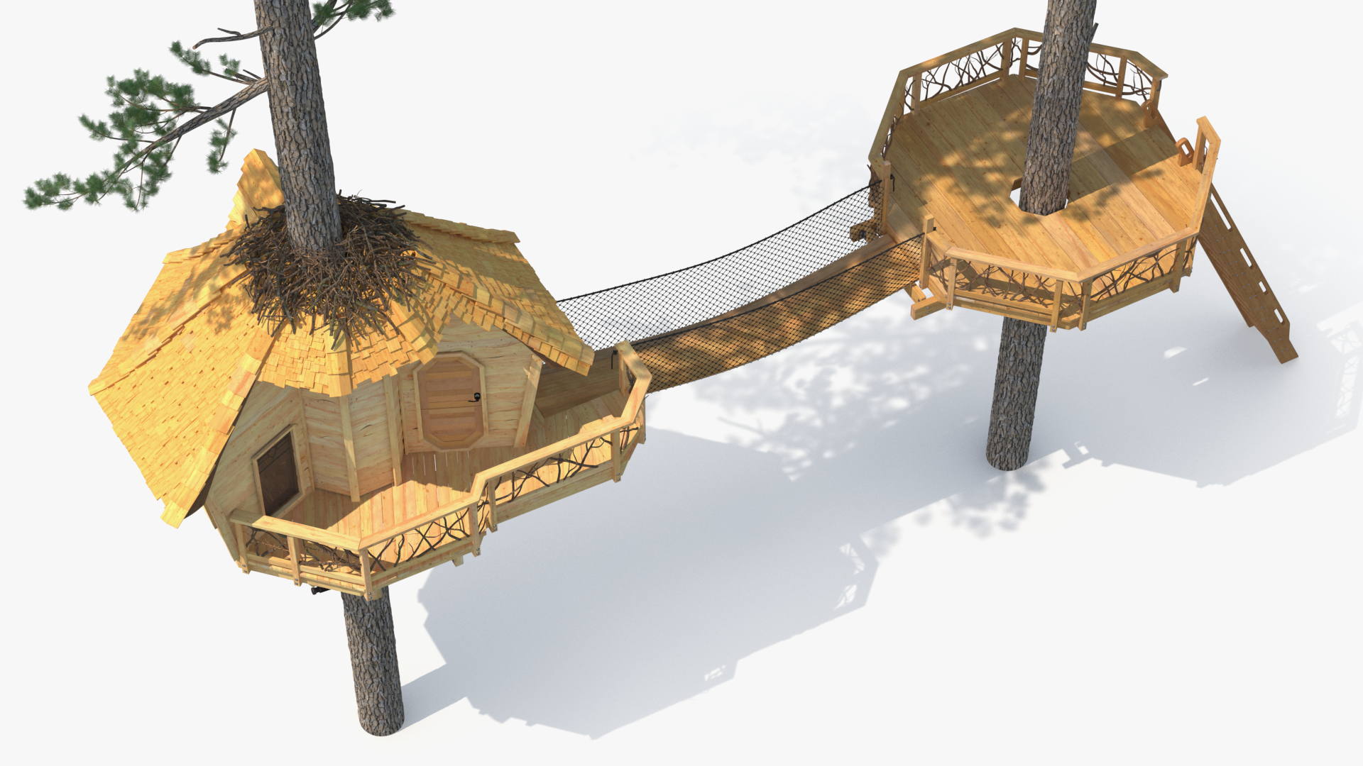 Large Tree House with Pines 3D