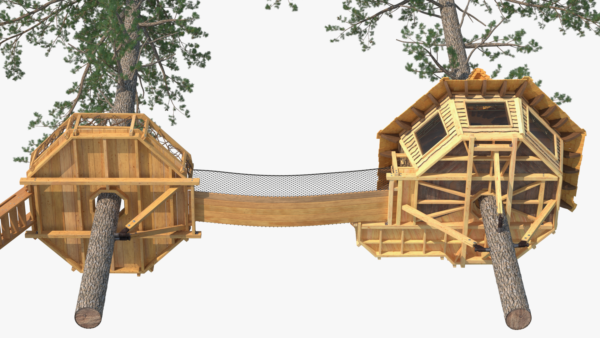 Large Tree House with Pines 3D