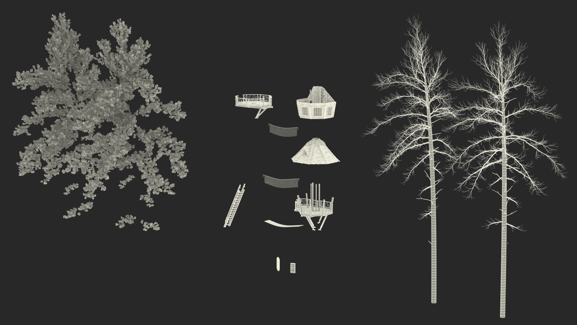 Large Tree House with Pines 3D