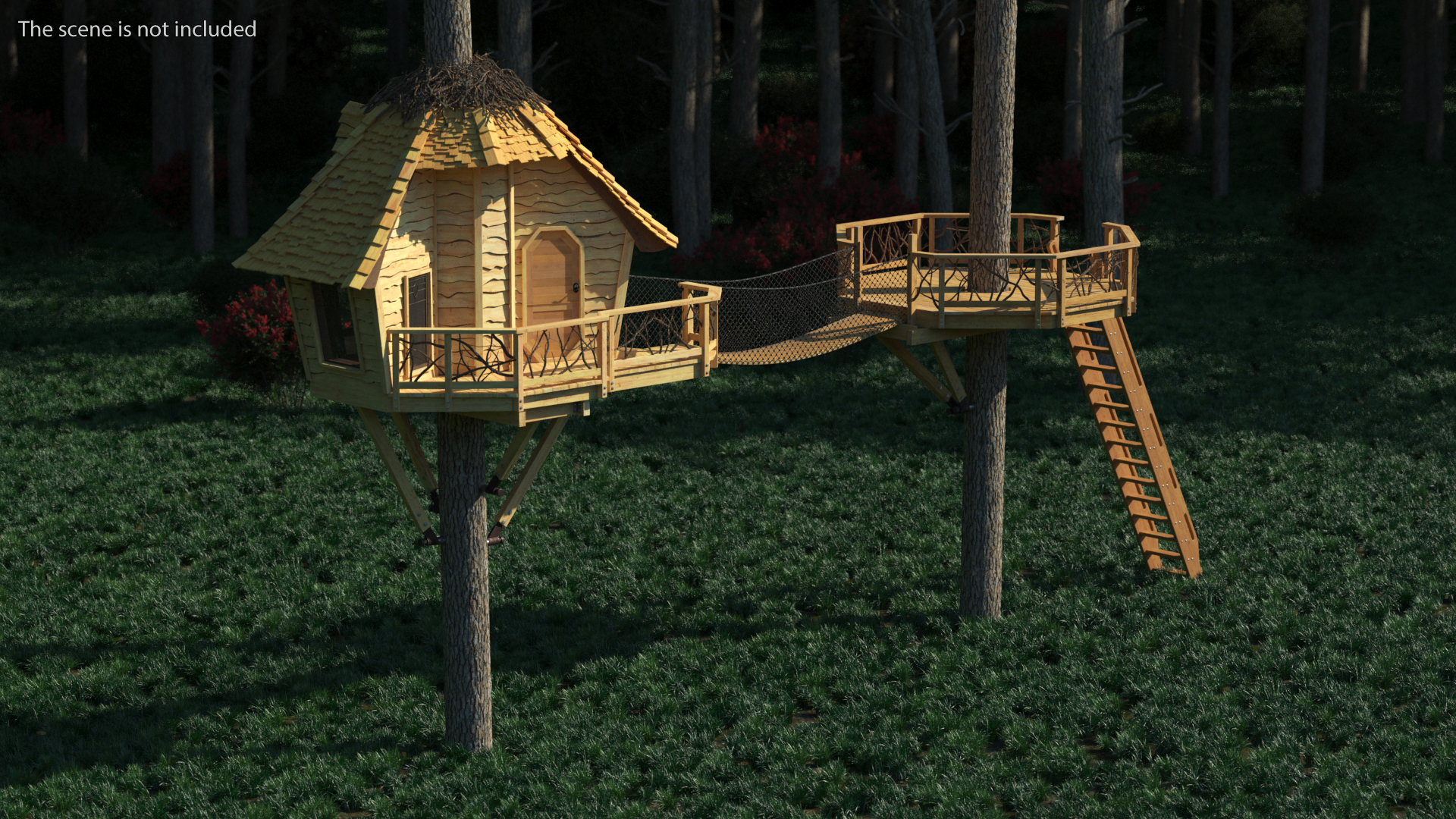 Large Tree House with Pines 3D