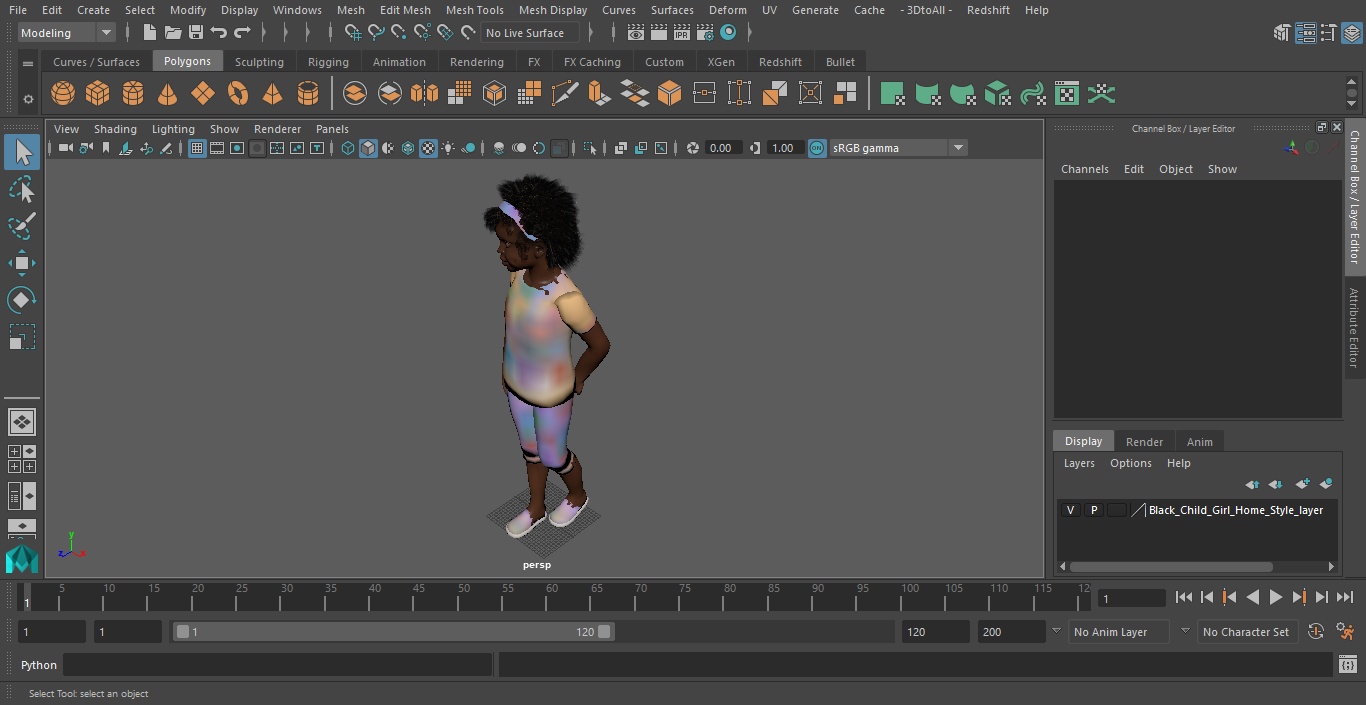 Black Child Girl Home Style 3D